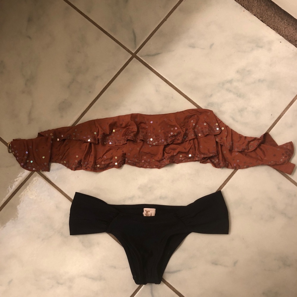 Luli Fama bikini bottoms and Bandeau swim top